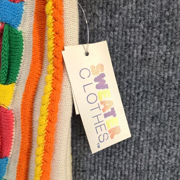 Women's Sweater Clothes L/XL Sleeveless Multicolor Cable Knit Striped W/Tags - Picture 8 of 12